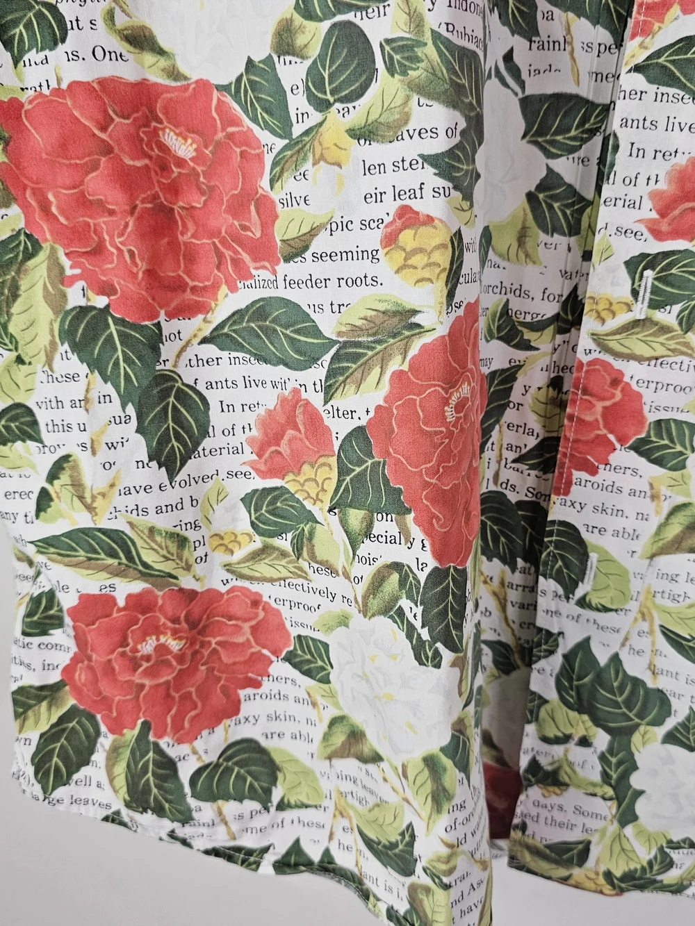 VTG 90s Banana Republic Mens Short Sleeve Floral Roses Shirt Button Large Cotton